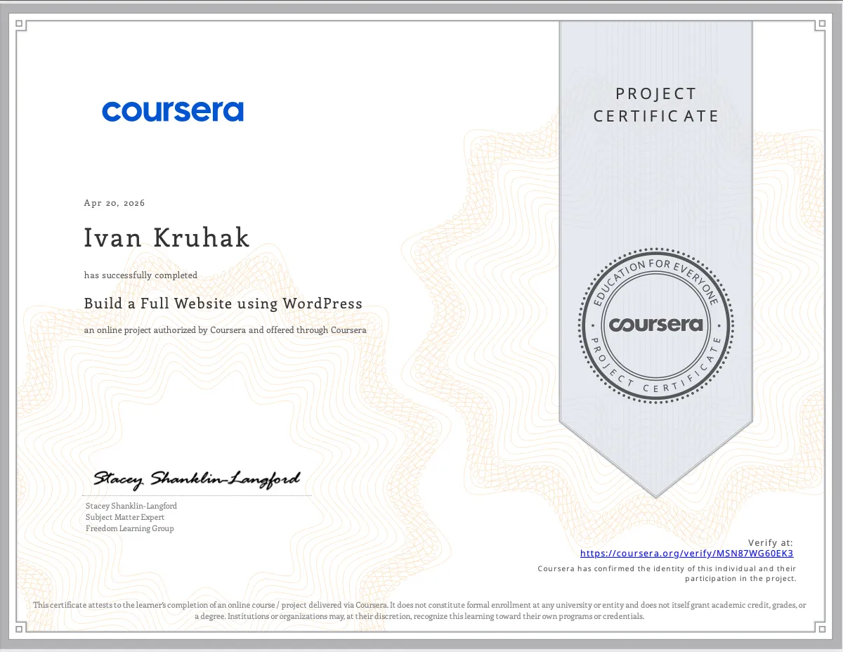 Coursera certifikat MSN87WG60EK3